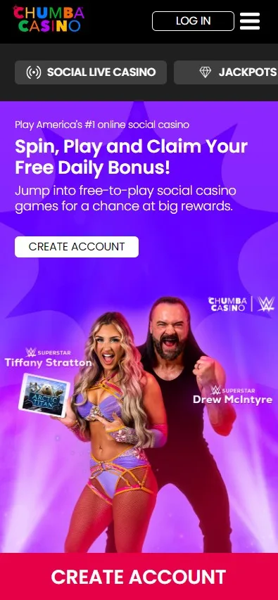 Chumba Casino mobile view