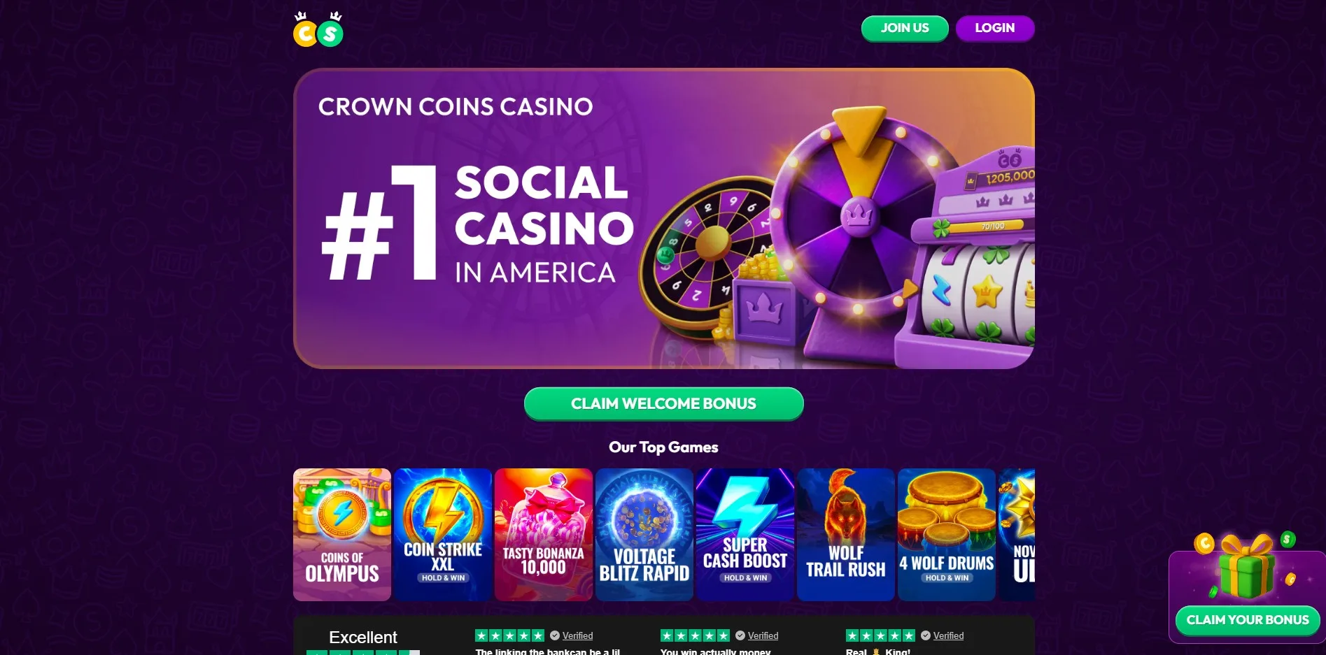 Crown Coins desktop view