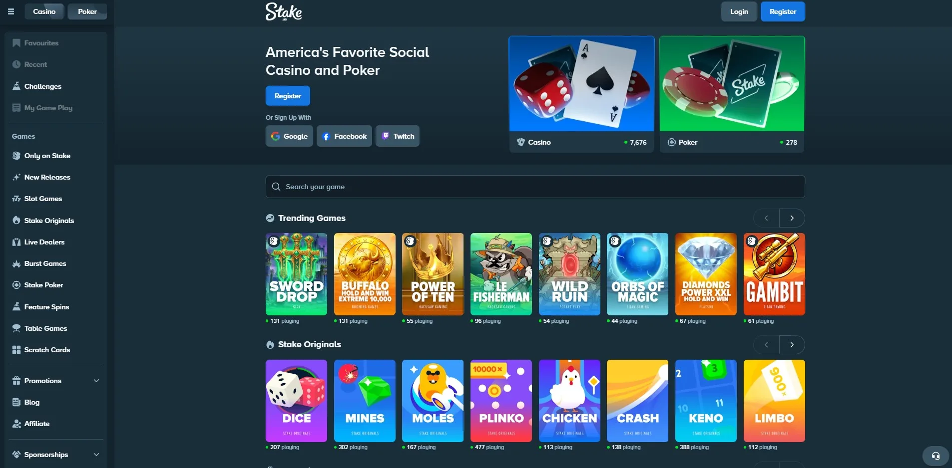 Stake.us desktop view