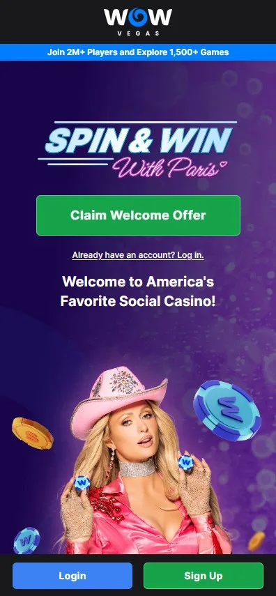 WOW Vegas mobile view